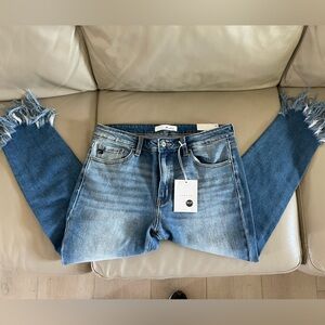 KanCan Blue Cropped Jeans w/Frayed Cuffs